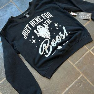 Black Ghost Print Women's Crew Neck Sweater